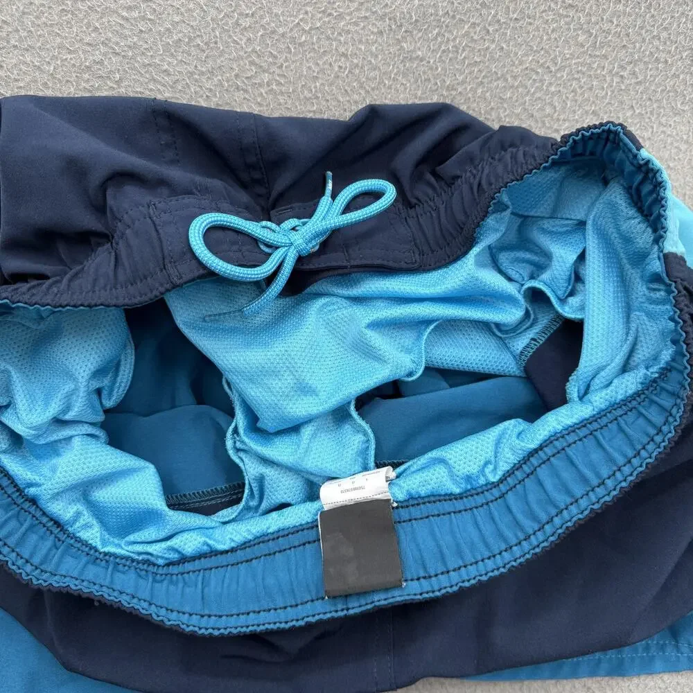 Nike Shorts Mens Large Blue Colorblock‎ Swim Trunks Mesh Lined Drawstring Beach